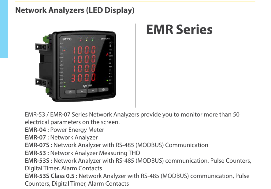 محلل شبكة كهربائية ENTES من سلسلة EMR بشاشة LED